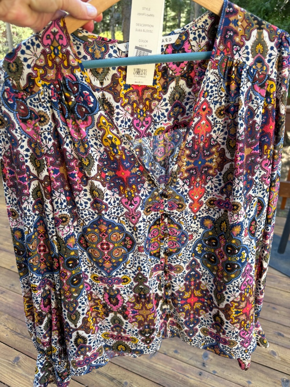 Veronica Beard Sura Blouse Size 12 Multi Print